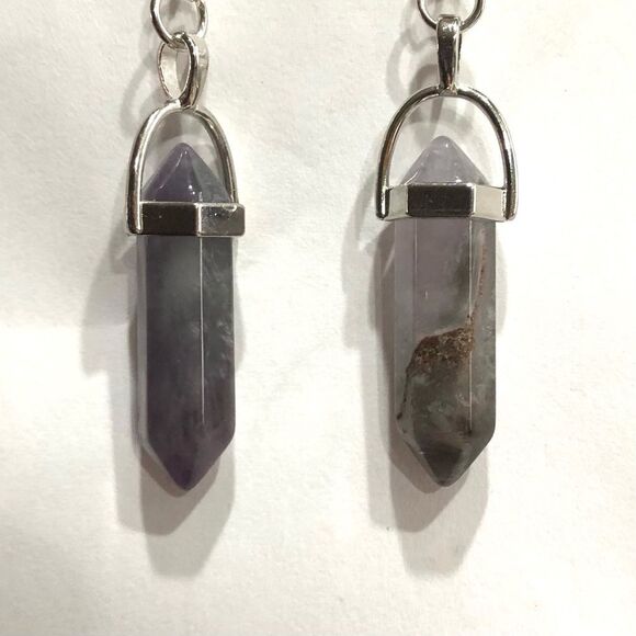 Natural Purple Crystal Quartz Hexagon Earrings (a)121 - Picture 1 of 7